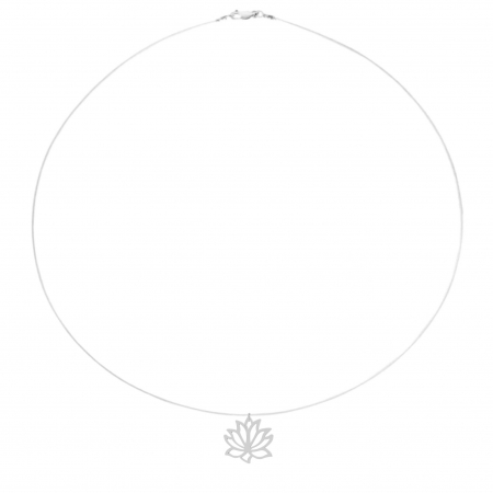 COLIERE - Colier fir transparent cu pandantiv Lotus din Argint 925