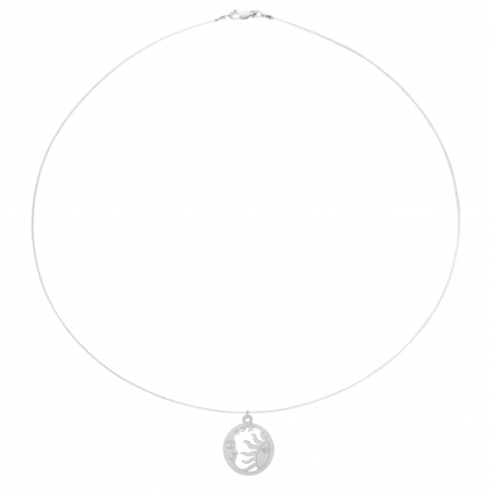 Colier fir transparent cu pandantiv Luna si Soare din Argint 925