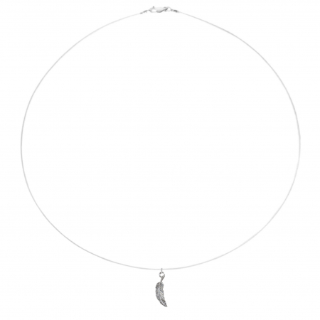 Colier fir transparent cu pandantiv Pana din Argint 925
