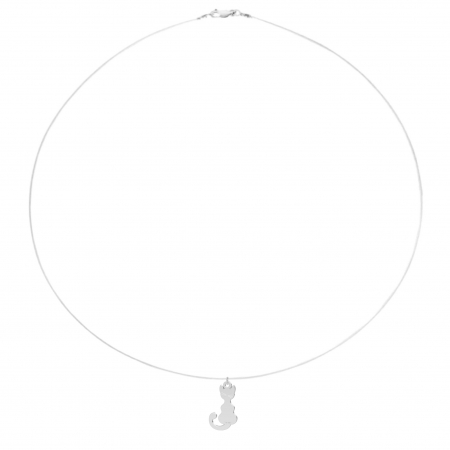 Colier fir transparent cu pandantiv Pisica din Argint 925