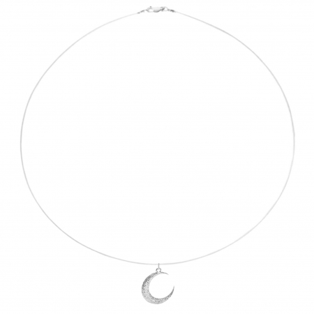 Colier fir transparent cu pandantiv Semiluna din Argint 925