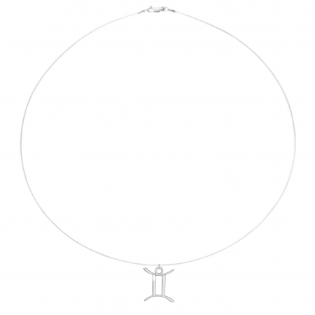 Coliere cu fir transparent - Colier fir transparent cu pandantiv zodia Gemeni din Argint 925