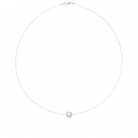 Coliere cu fir transparent - Colier fir transparent cu perla Preciosa alba si inchidere din Argint 925