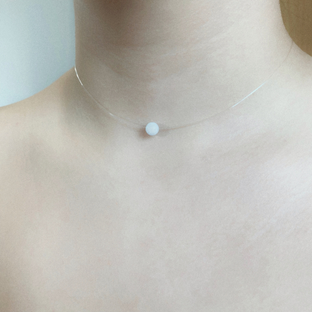Colier fir transparent cu Piatra Lunii naturala si inchidere din Argint 925 [1]