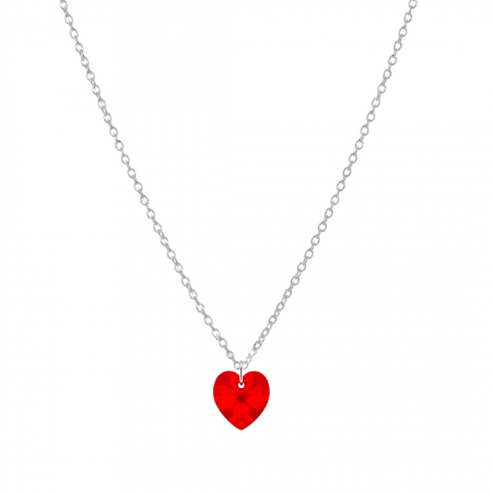 BIJUTERII FEMEI - Lantisor din Argint 925 cu pandantiv Inima Swarovski Rosie