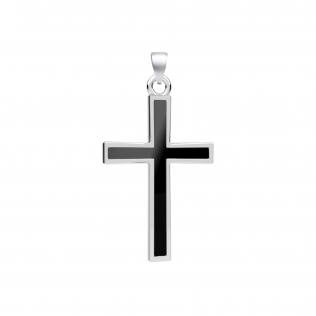 Cruciulițe - Pandantiv Cruce din Argint 925 cu Email Negru