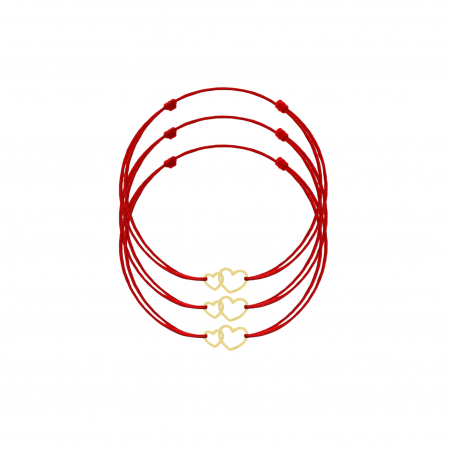 Aur 14K - Set 3 Bratari Martisor cu Inimi din Aur 14K