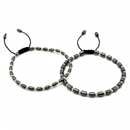 NOUTĂȚI - Set doua Bratari cu bile din AUR 14K si Hematit