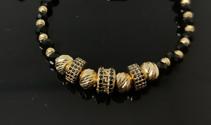 Bratara Snur Negru Reglabil 14k [2]