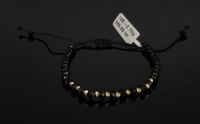 Bratara Snur Negru Reglabil 14k [1]