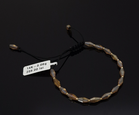 Bijuterii Aur Dama - Bratara Snur Negru  Reglabil 14k