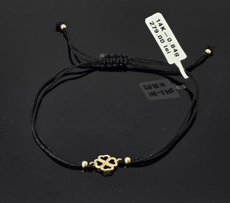 Bijuterii Aur Dama - Bratara Snur Negru Reglabil 14k