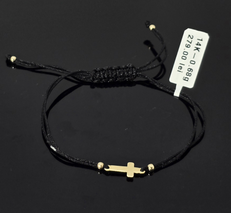 Bijuterii Aur Dama - Bratara Snur Negru Reglabil 14k