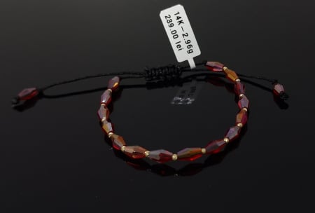 Bijuterii Aur Dama - Bratara Snur Negru Reglabil 14k