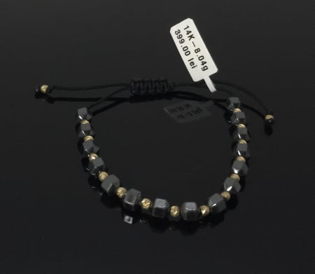 Bijuterii Aur Dama - Bratara Snur Negru Reglabil 14k