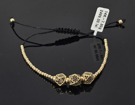 Bijuterii Aur Dama - Bratara Snur Negru Reglabil 14k