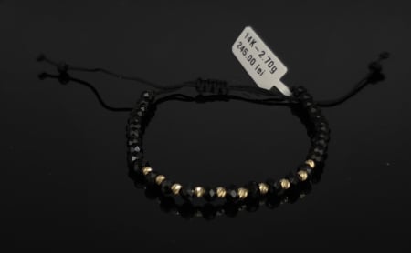 Bijuterii Aur Dama - Bratara Snur Negru Reglabil 14k