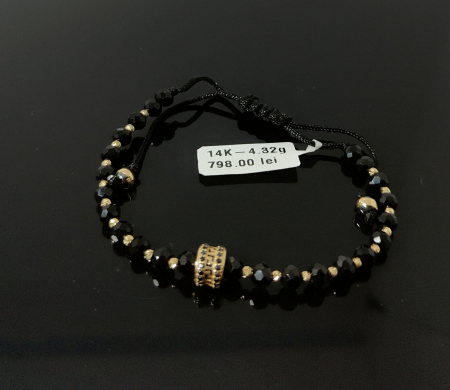Bratari Snur - Bratara Snur Negru Reglabil 14k
