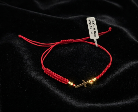 Bijuterii Aur Dama - Bratara Snur Rosu Reglabil 14k