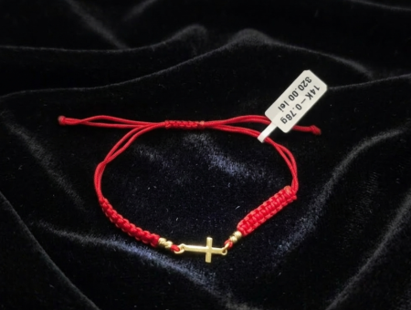 Bijuterii Aur Dama - Bratara Snur Rosu Reglabil 14k