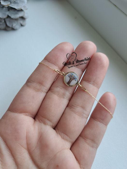 Bratara aur galben 14K cu suvita de par, foita aurie si flori naturale uscate [6]