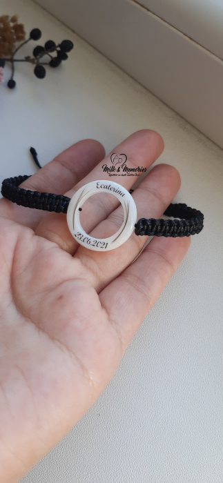 Bratara pentru barbati cu snur reglabil, cu lapte matern, nume sau suvita bebelusului [6]