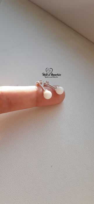 Cercei perle mici cu baza din argint 925 ce contin lapte matern [2]