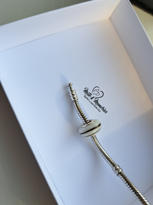 Charm tip Pandora cu baza din argint 925, cu lapte matern, suvita copiilor si foita argintie [3]