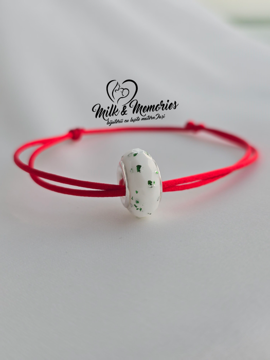 Charm tip Pandora fatetat cu baza din argint 925 cu lapte matern si foita decorativa [4]