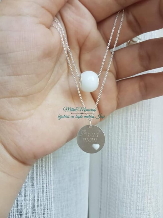 Lanț dublu din argint, cu charm tip Pandora și bănuț personalizat [3]