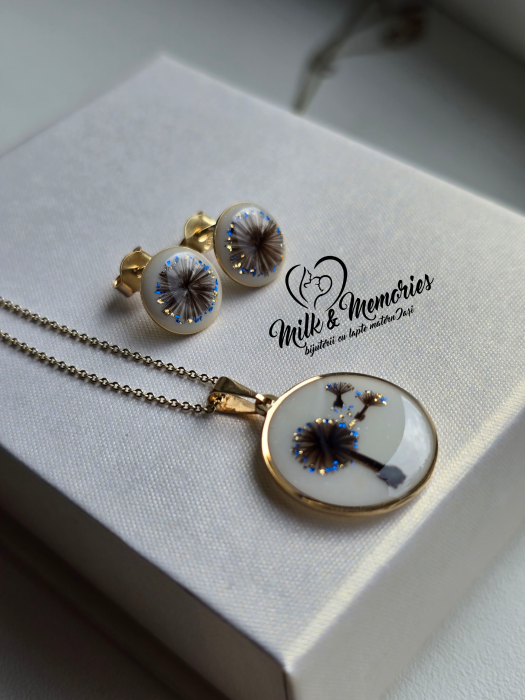 Set din aur 14K cu lapte matern, suvita copiilor si foita albastra-aurie [4]