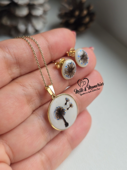 Set din aur 14K cu lapte matern, suvita copiilor si foita albastra-aurie [5]