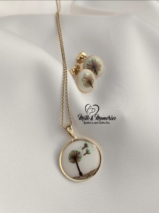 Set din aur 14K cu lapte matern, suvita copiilor si foita albastra-aurie [6]