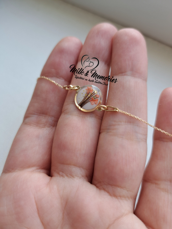 Bratara aur galben 14K cu suvita de par, foita aurie si flori naturale uscate [1]