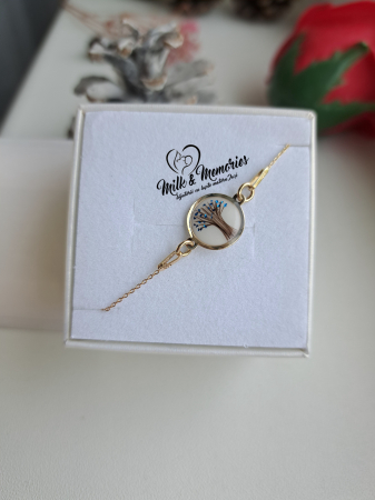 Bratara aur galben 14K cu suvita de par, foita aurie si flori naturale uscate [3]