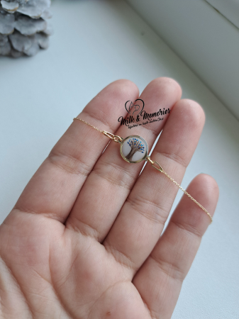 Bratara aur galben 14K cu suvita de par, foita aurie si flori naturale uscate [5]