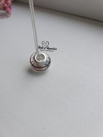 Charm tip Pandora cu baza din argint, suvita bebelusului si foita albastra/roz [1]