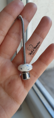 Charm tip Pandora fatetat cu baza din argint 925 cu lapte matern si foita albastra-aurie [2]