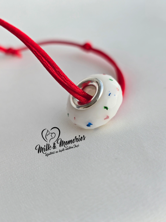 Charm tip Pandora fatetat cu baza din argint 925 cu lapte matern si foita decorativa [2]