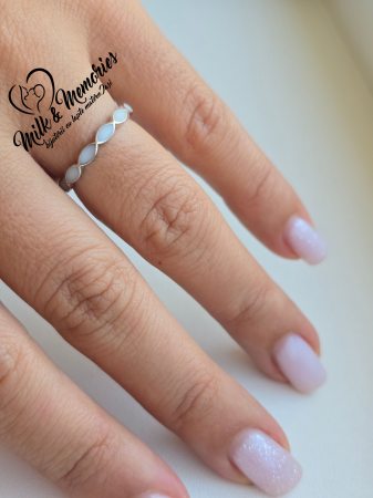 Magazin - Inel reglabil din argint 925, placat cu aur alb, personalizat cu lapte matern