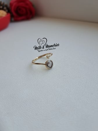 Inel reglabil din aur galben 14K cu piatra zirconia, si semiperla ce contine lapte matern [2]