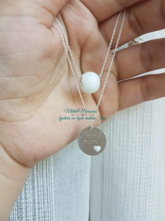 Lanț dublu din argint, cu charm tip Pandora și bănuț personalizat [2]