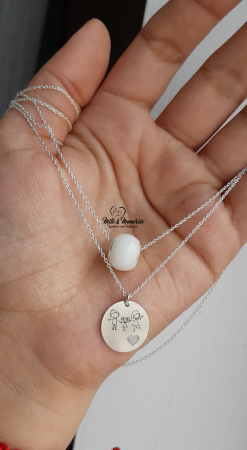 Lanț dublu din argint, cu charm tip Pandora și bănuț personalizat [7]