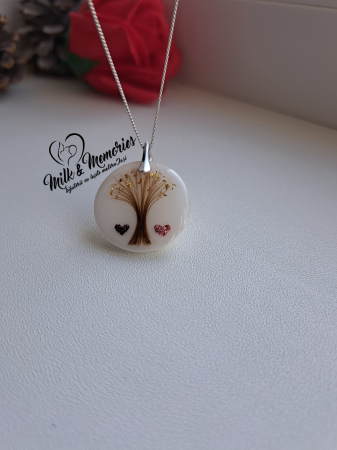 Pandantiv cu lapte matern, cu agatatoare din aur galben 14K, personalizat cu numele bebelusului, suvita de par si bucati din cordonul ombilical [5]
