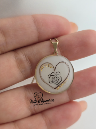 Pandantive aur - Pandantiv din aur 14 K marcat 585, ce contine le matern, fire de par si foita aurie