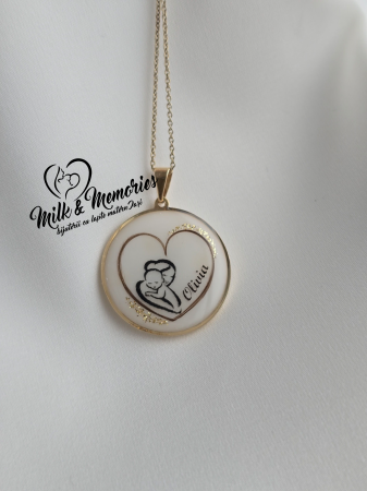 Pandantiv din aur 14 K marcat 585, ce contine le matern, fire de par si foita aurie [1]