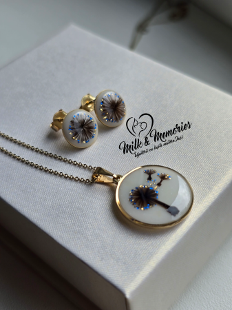 Set din aur 14K cu lapte matern, suvita copiilor si foita albastra-aurie [3]