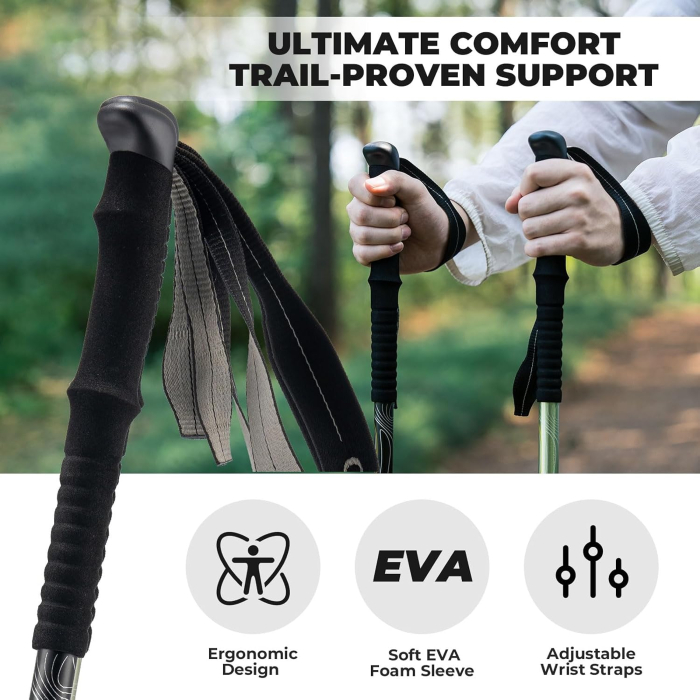 Bat de drumeție, bat de trekking, reglabil 62–135 cm, telescopice, aluminiu,pentru alpinism, camping, hiking [2]