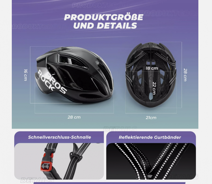 Cască de bicicletă ROCKBROS, 58-62 cm, unisex, pentru adulți, MTB, pentru șosea,mov-negru lucios [2]