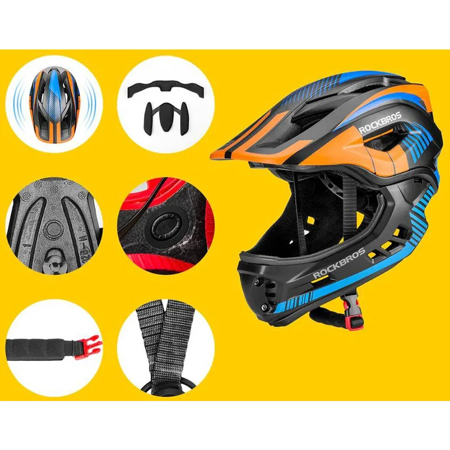 Cască protecție sport Rockbros, Cască full face, albastru 48-52 cm [6]